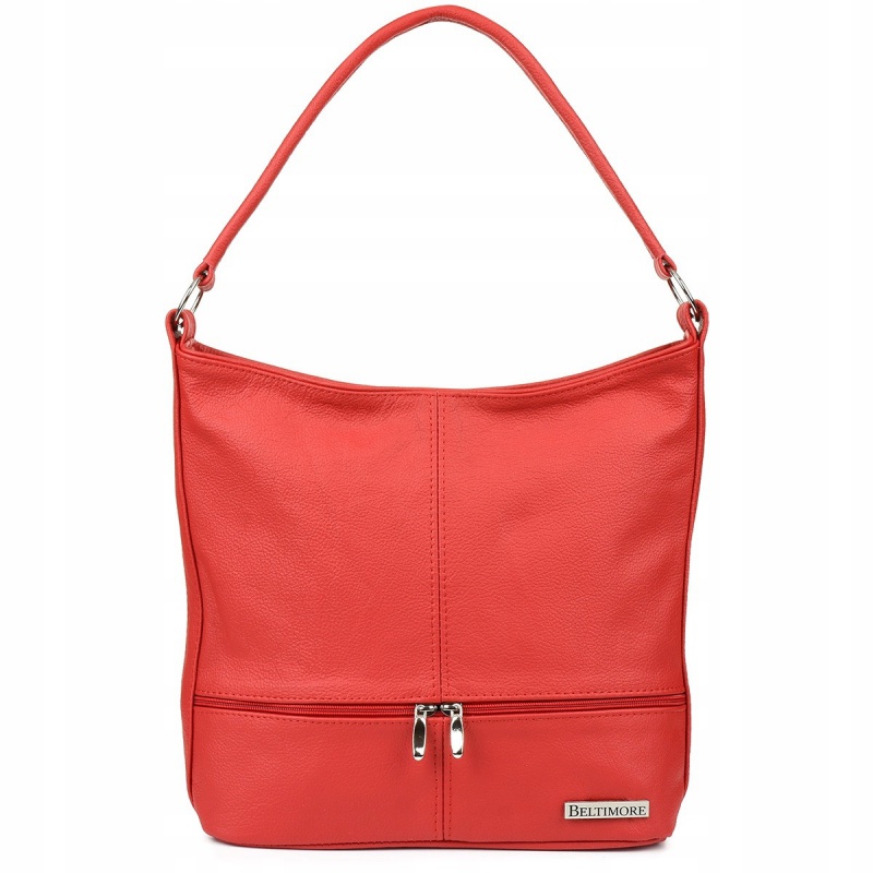 Červená kožená kabelka Beltimore DUO