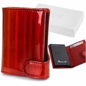 Peňaženka kožená na karty - červená