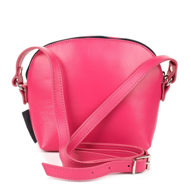 Malá kožená crossbody fuksia