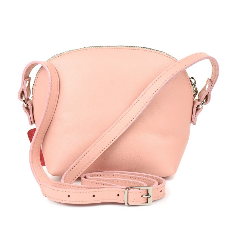 Malá kožená crossbody ružová