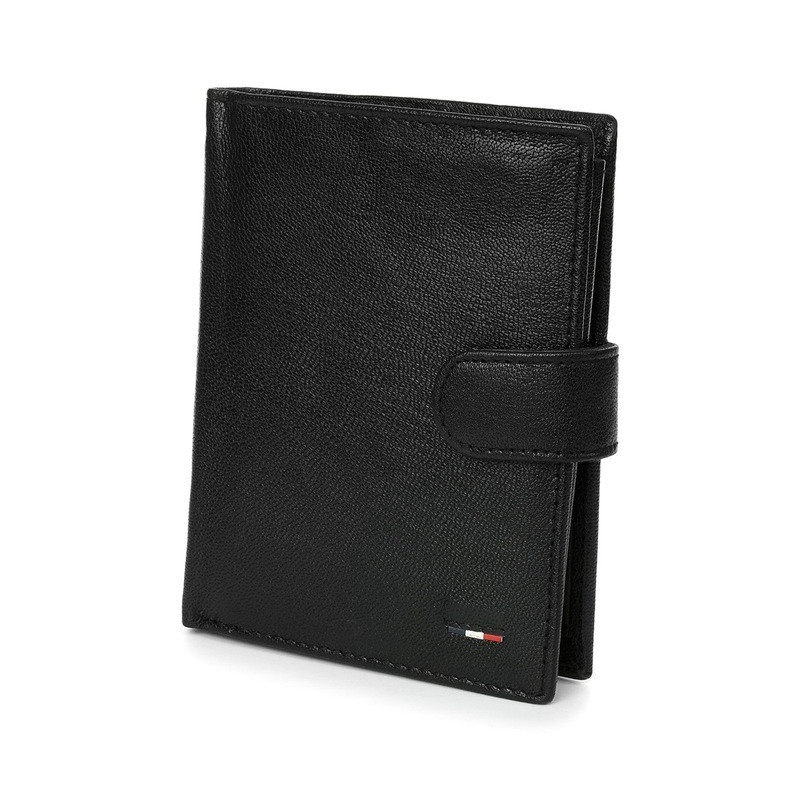 Pánska kožená čierna peňaženka na patent