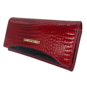 Červená lesklá kožená peňaženka GREGORIO