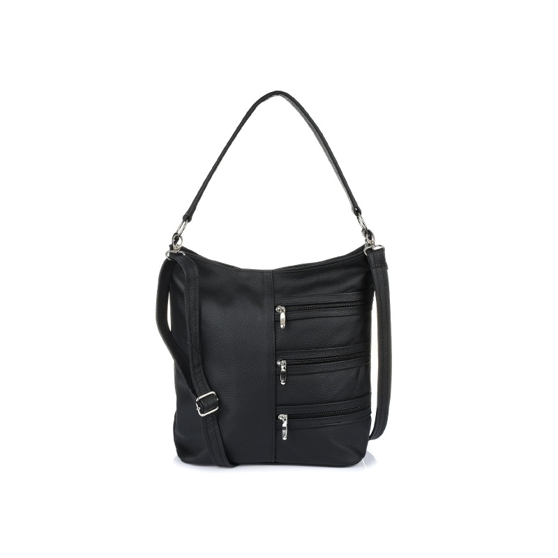 Kožená čierna dámska kabelka Gloria