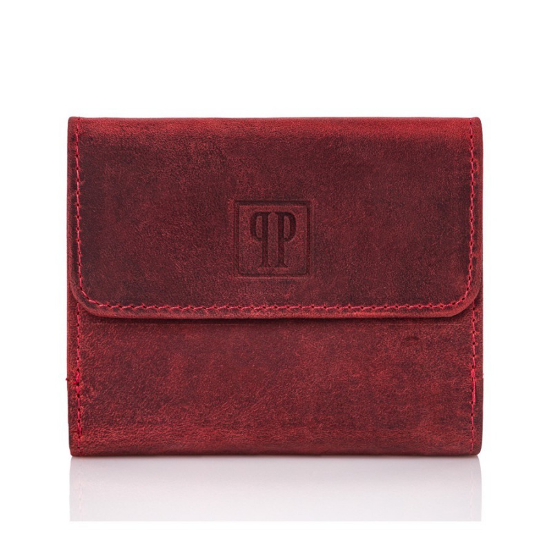 Kožená malá dámska červená peňaženka PP