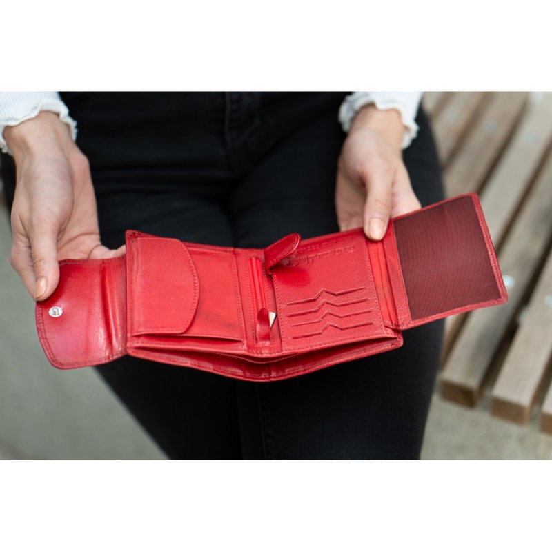 Dámska červená kožená peňaženka BRISA