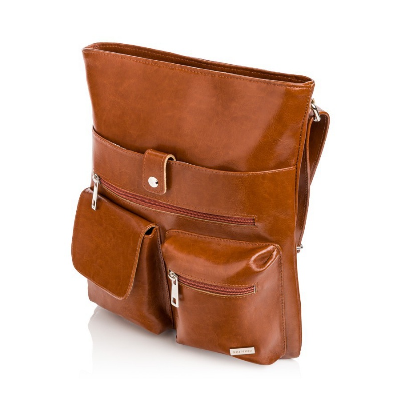 Dámska kožená koňaková crossbody kabelka Bria