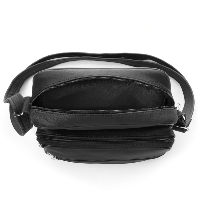 Kožená pánska čierna crossbody taška AMANTIUS