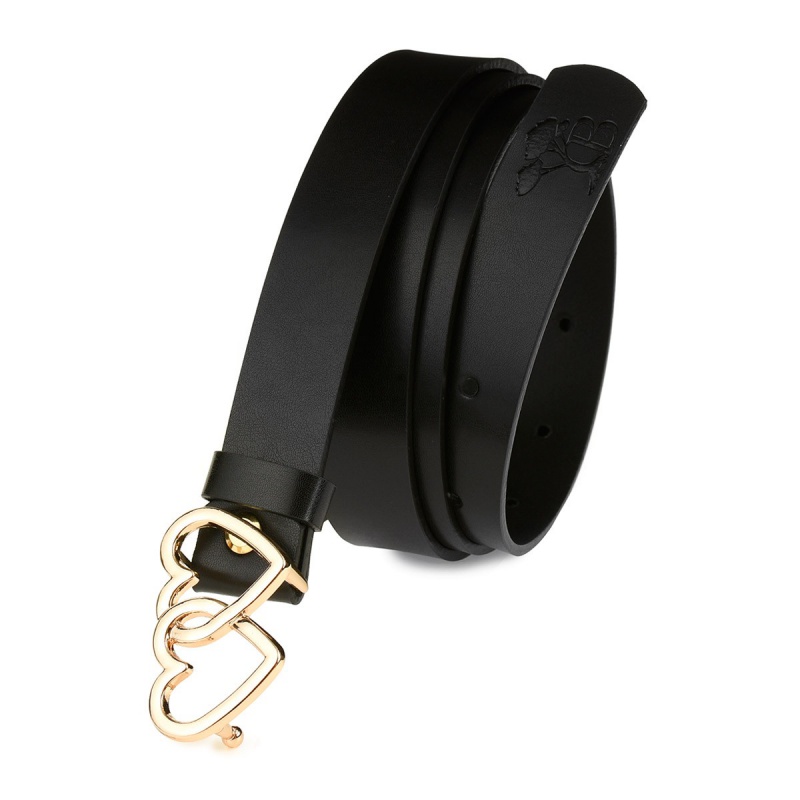 Dámsky kožený opasok so zlatou srdiečkovou prackou