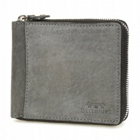 Pánska šedá kožená peňaženka na zips NOLAN