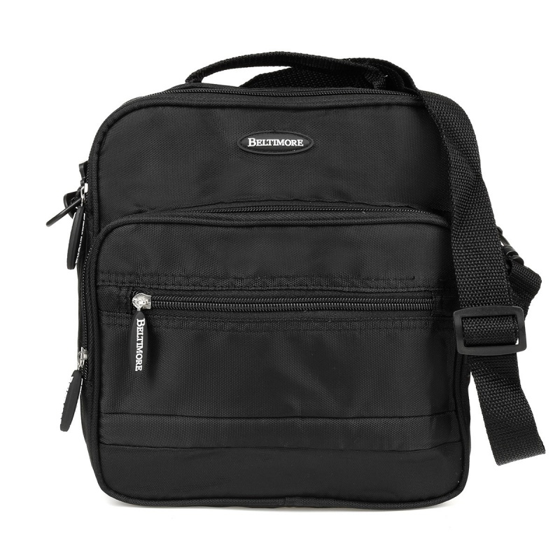 Pánska čierna crossbody taška na zips. Cez telo, na rameno, cez plece.