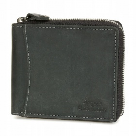 Pánska čierna kožená peňaženka na zips NOLAN