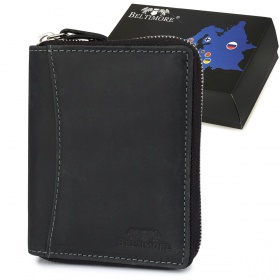 Pánska kožená čierna peňaženka na zips DIRK