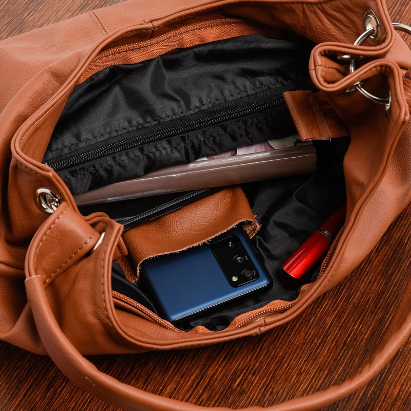 Koňaková kožená dámska kabelka PARIS