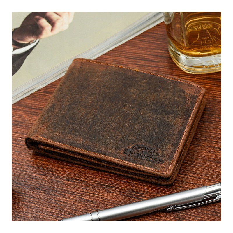 Kožená pánska hnedá vintage peňaženka