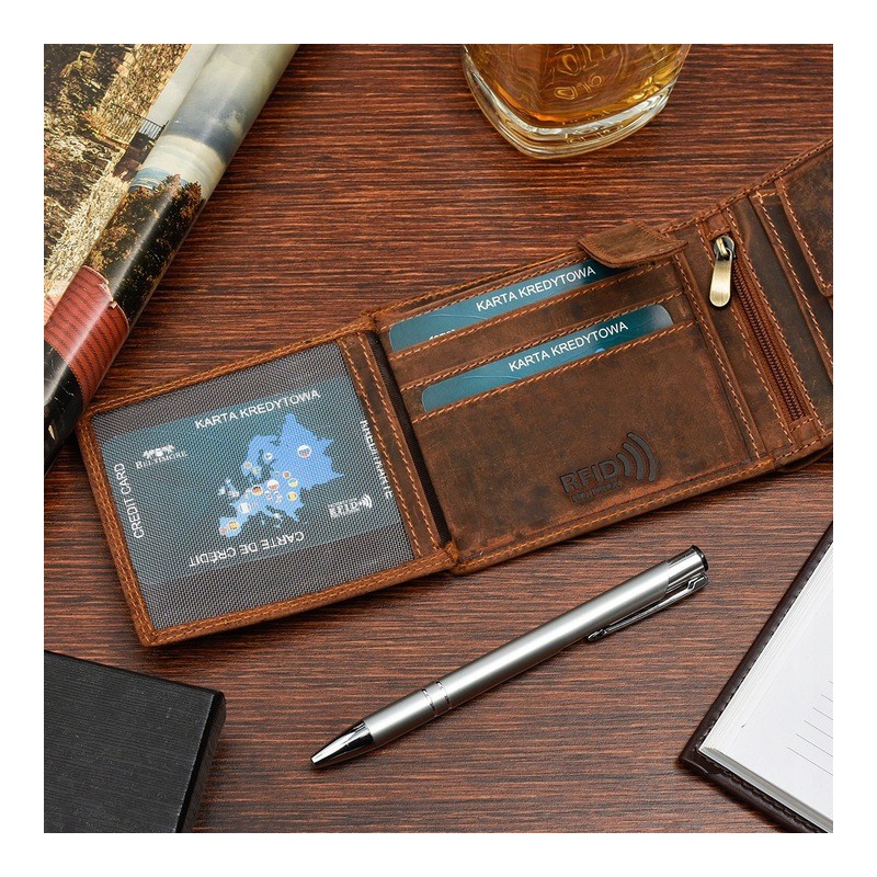 Kožená pánska hnedá peňaženka DAMON