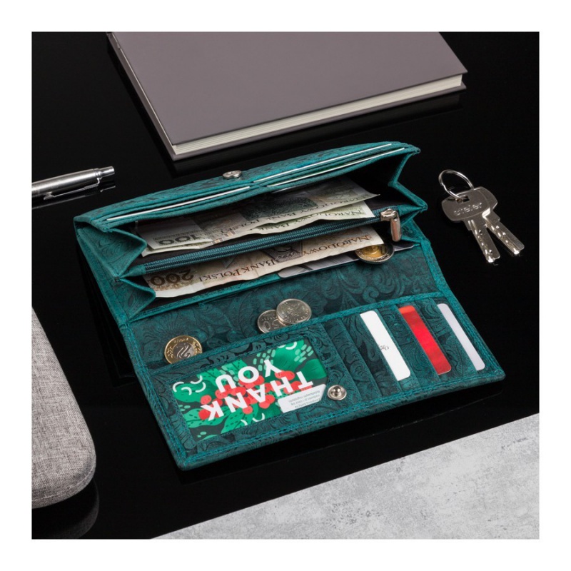 Dámska kožená zelená floral peňaženka BRAIMA