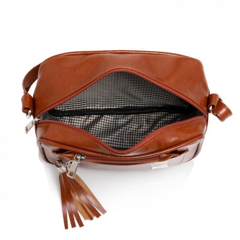 Dámska kožená koňaková kabelka SABRINA