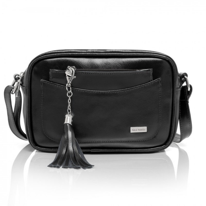 Dámska kožená čierna kabelka SABRINA