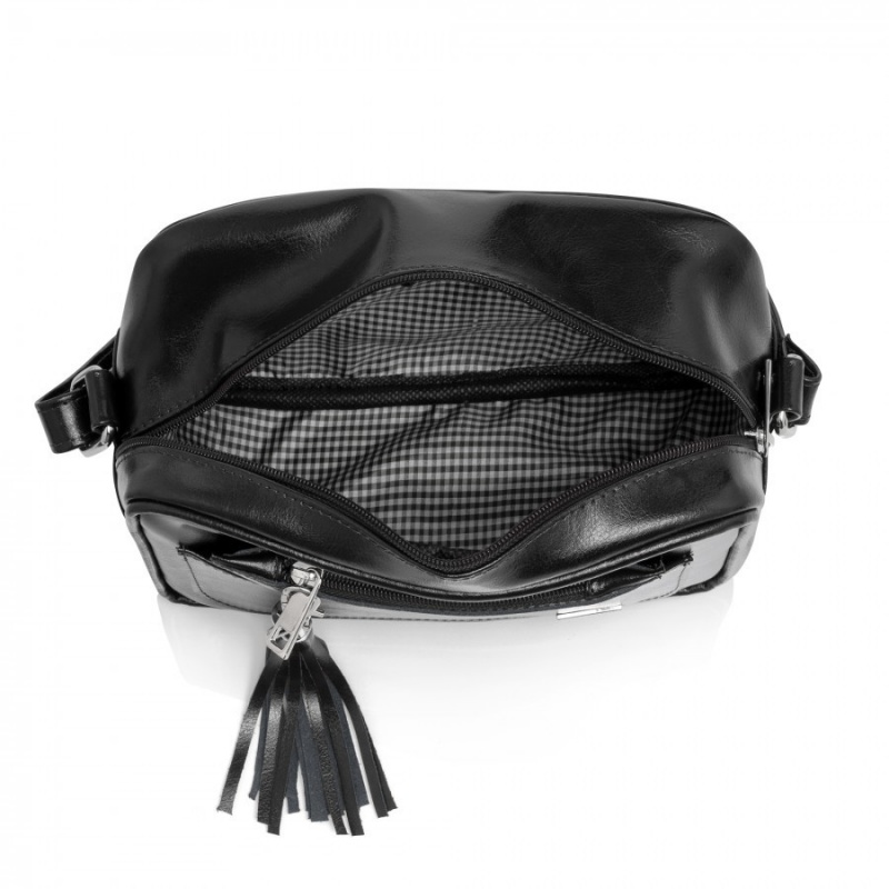 Dámska kožená čierna kabelka SABRINA