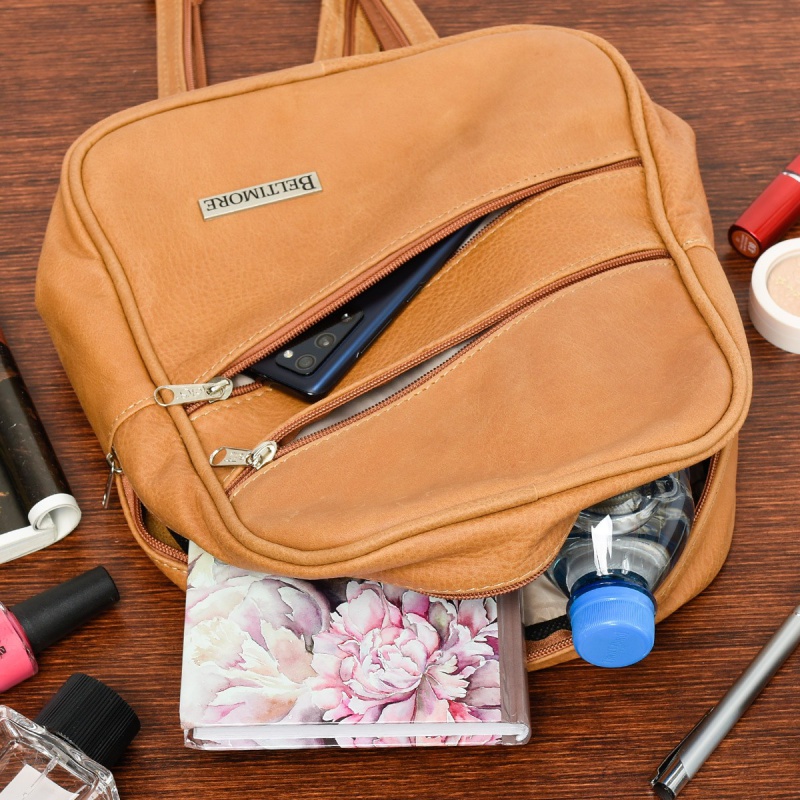 Dámsky kožený camel batoh BELTIMORE STYLE