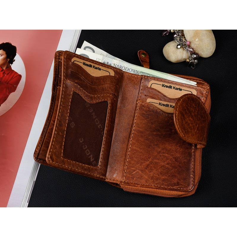 Dámska hnedá kožená peňaženka ANTONIA