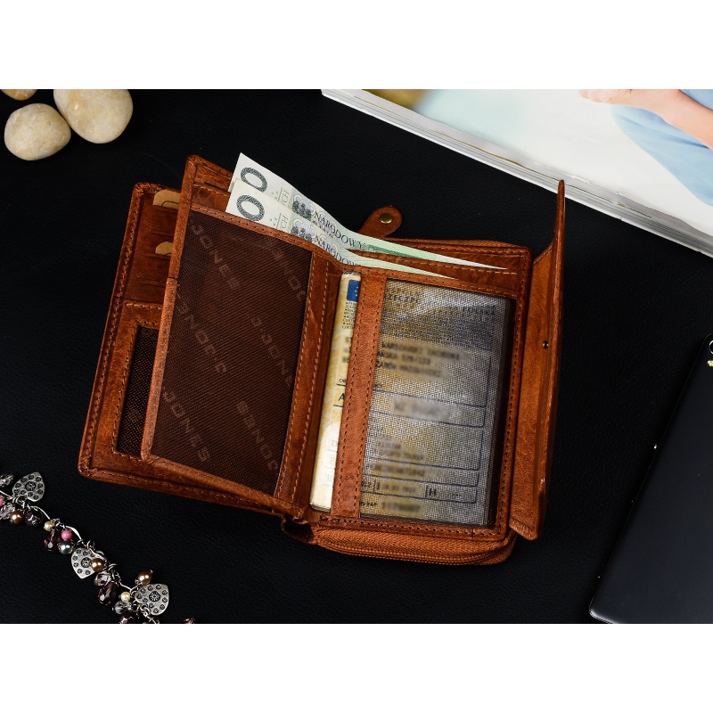 Dámska kožená hnedá peňaženka ANAIS