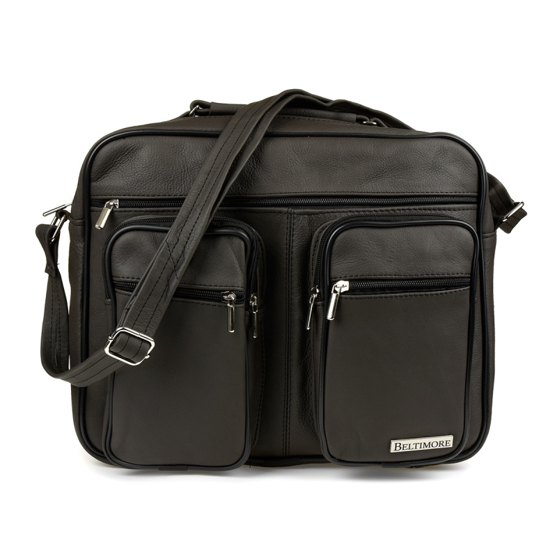 Pánska hnedá kožená taška na rameno PERCY