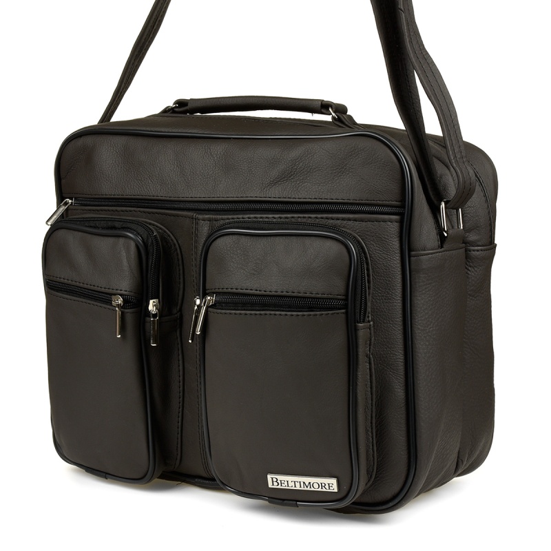 Pánska hnedá kožená taška na rameno PERCY