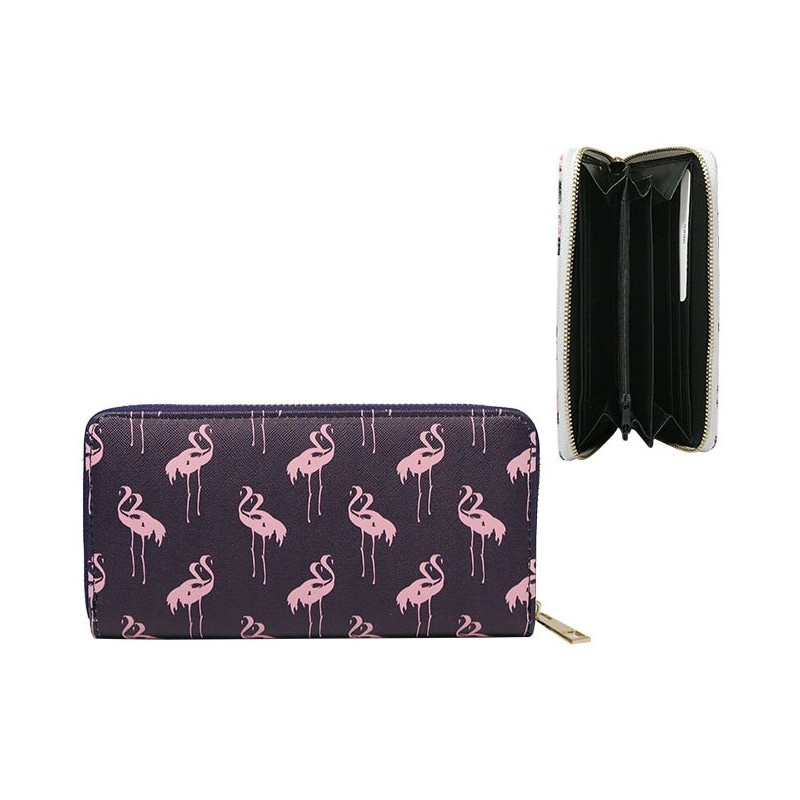 Dámska tmavomodrá peňaženka PINK FLAMINGO