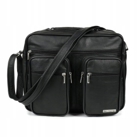 Pánska čierna kožená taška na rameno PERCY