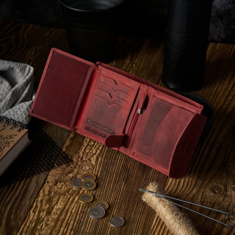 Vintage červená kožená dámska peňaženka Peruzzi