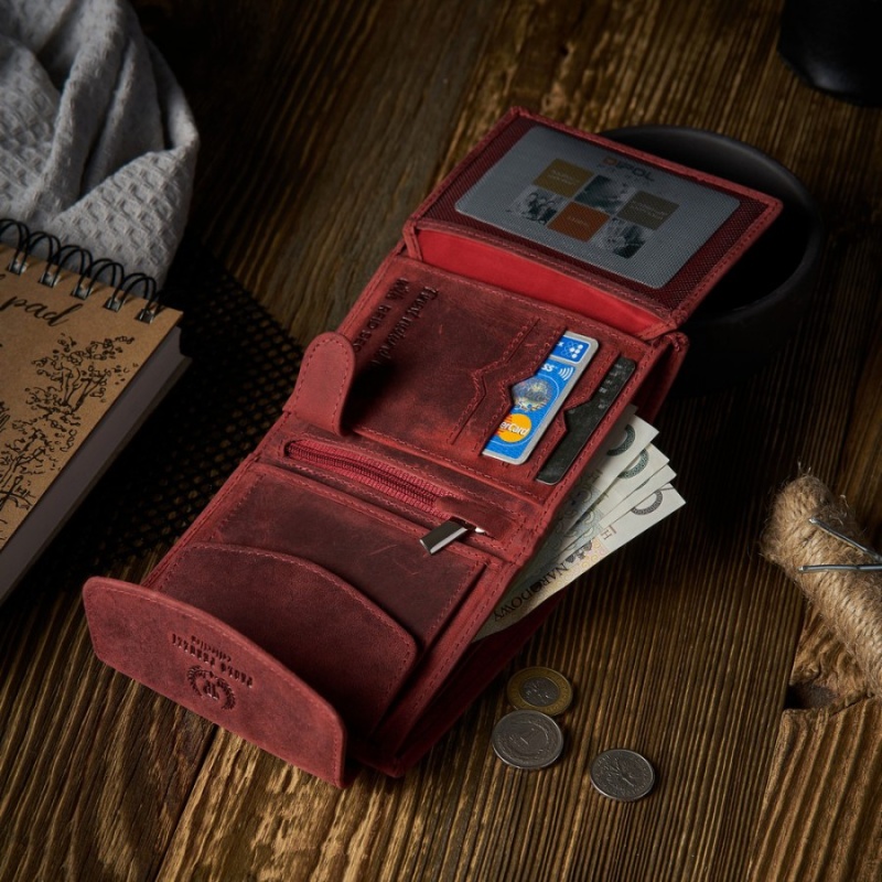 Vintage červená kožená dámska peňaženka Peruzzi