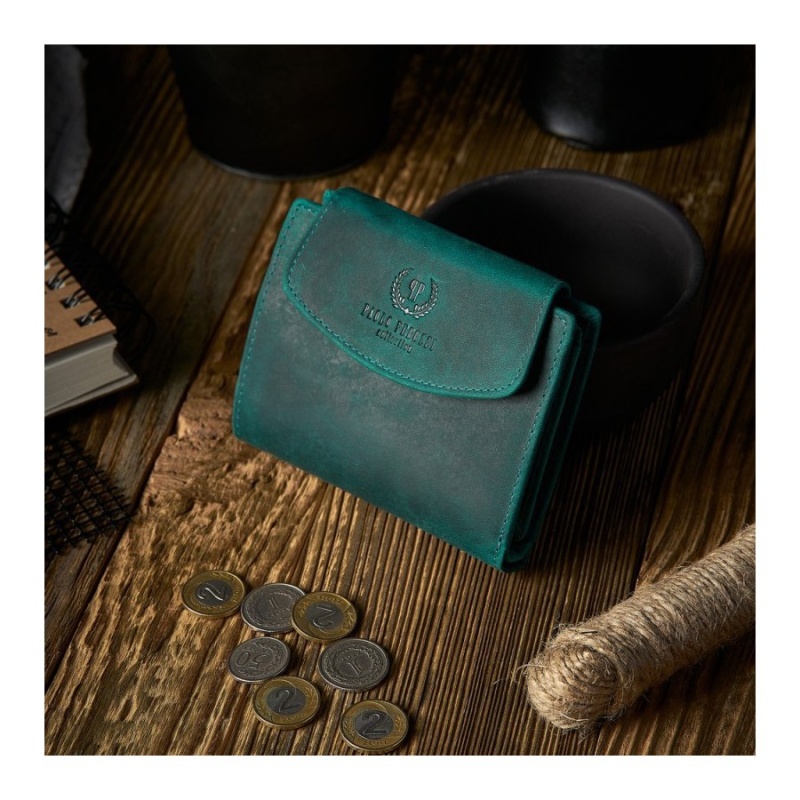 Vintage zelená kožená dámska peňaženka Peruzzi
