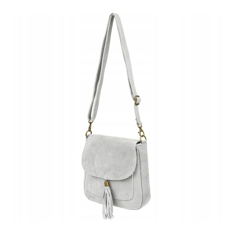 Svetlošedá dámska semišová crossbody kabelka MEGAN