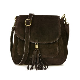 Hnedá dámska semišová crossbody kabelka MEGAN