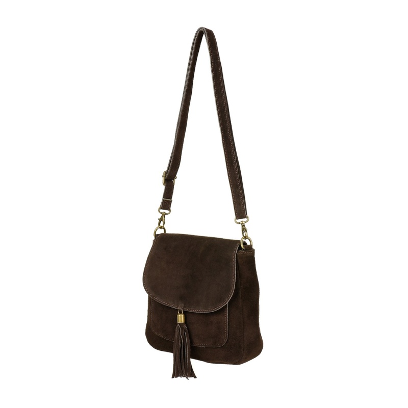 Hnedá dámska semišová crossbody kabelka MEGAN