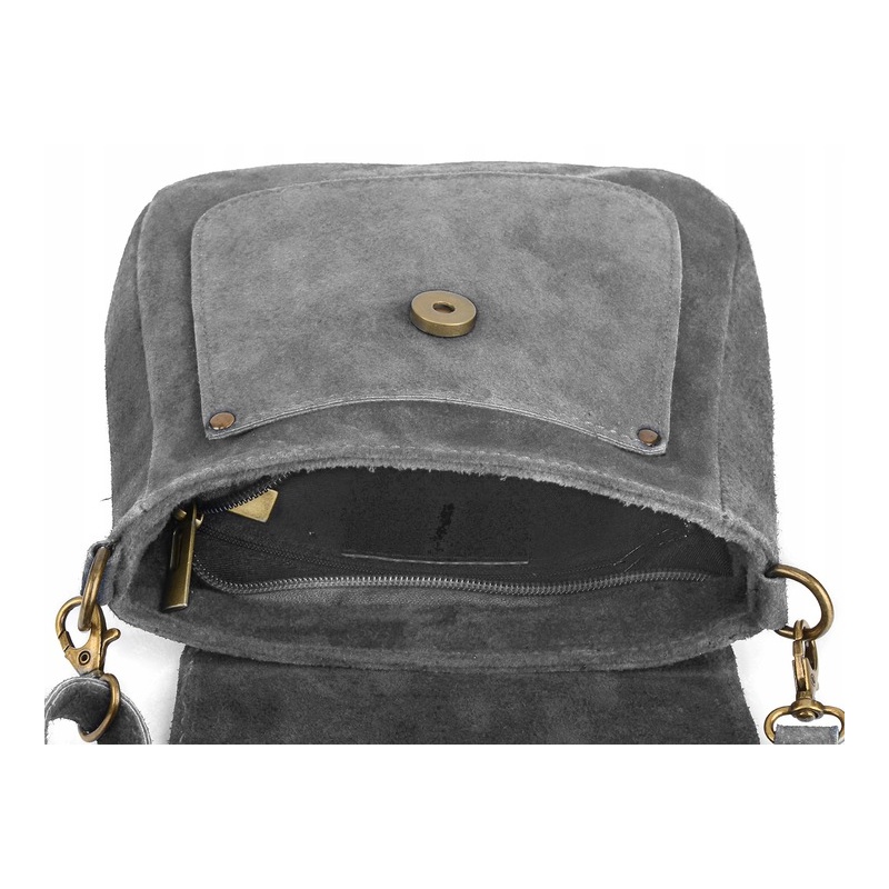 Šedá dámska semišová crossbody kabelka MEGAN