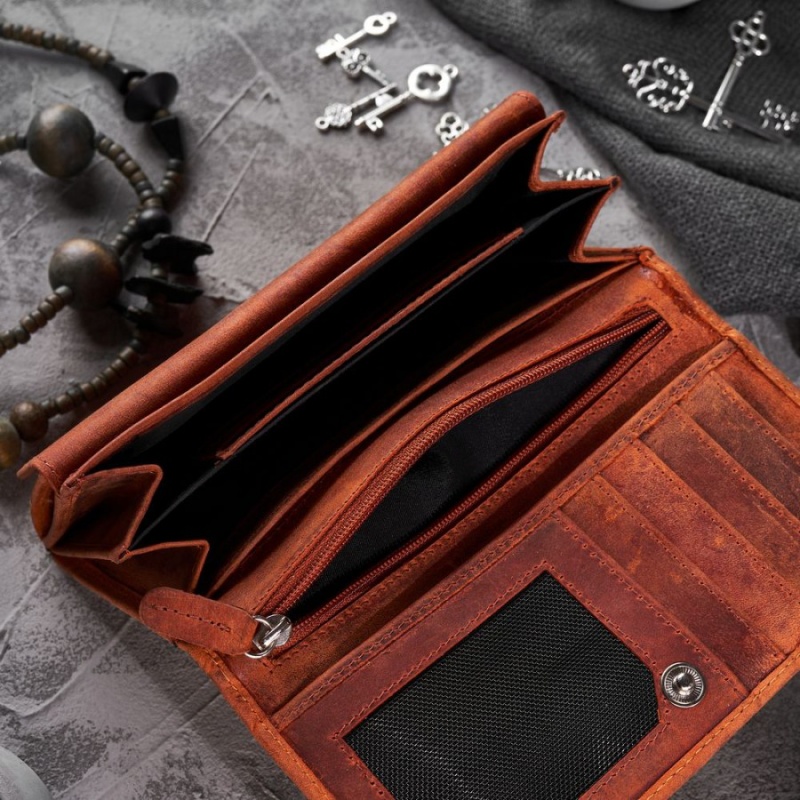 Dámska kožená oranžová vintage peňaženka TALIA