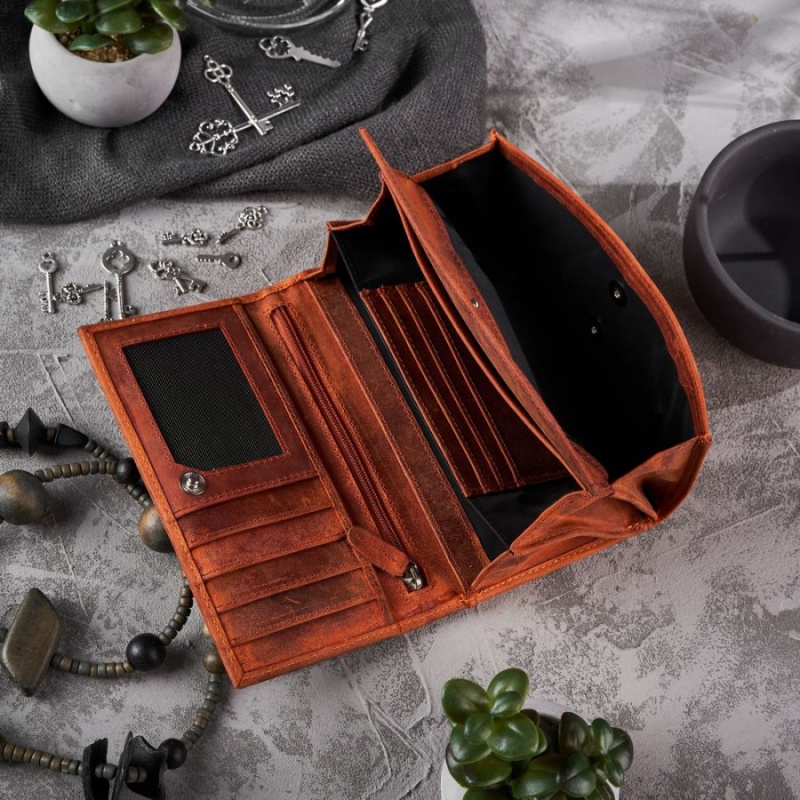 Dámska kožená oranžová vintage peňaženka TALIA