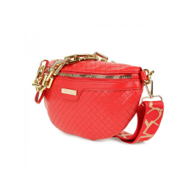 Červená crossbody kabelka Versoli s pleteným vzorom a zlatou retiazkou