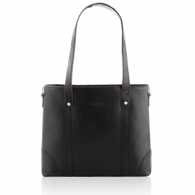 Kožená dámska čierna vintage shopper kabelka na rameno Paolo Peruzzi JASMINE so zapínaním na zips