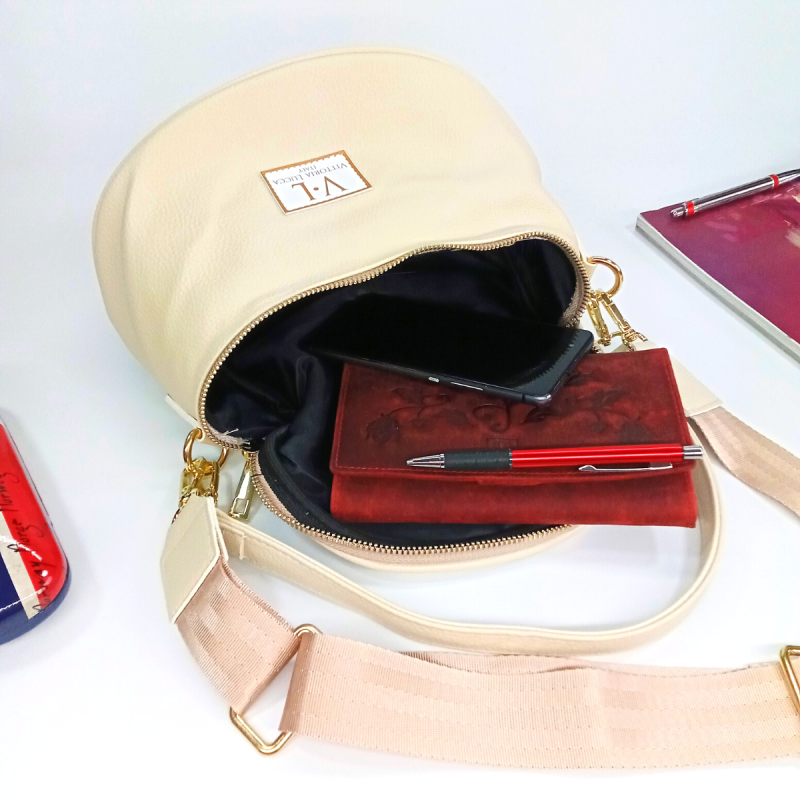 Béžová dámska crossbody kabelka Vittoria Lucca