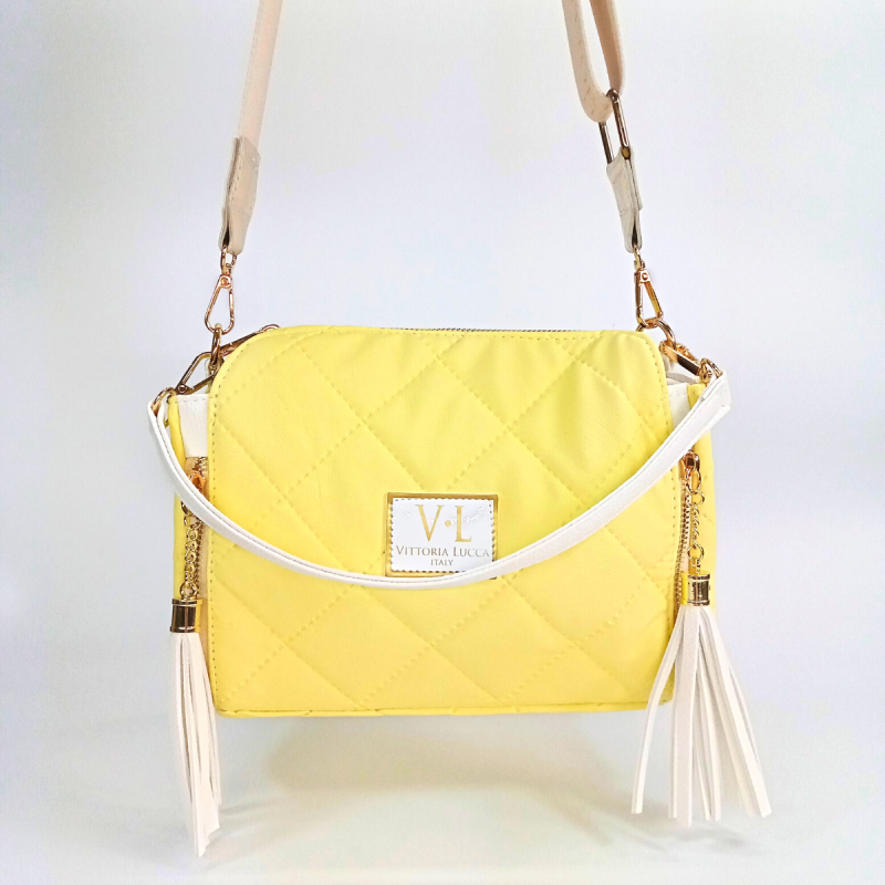 Žltá prešívaná kabelka na rameno crossbody Vittoria Lucca
