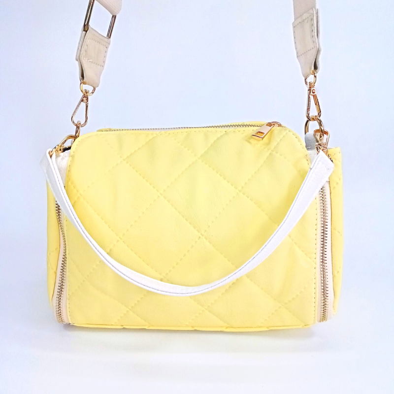 Žltá prešívaná kabelka na rameno crossbody Vittoria Lucca