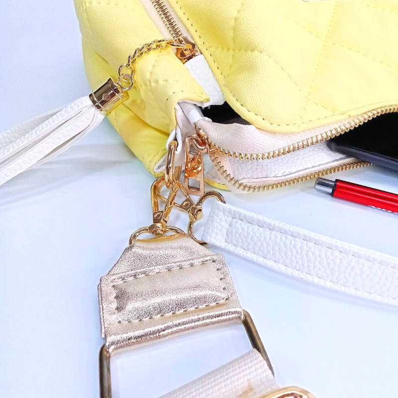 Žltá prešívaná kabelka na rameno crossbody Vittoria Lucca