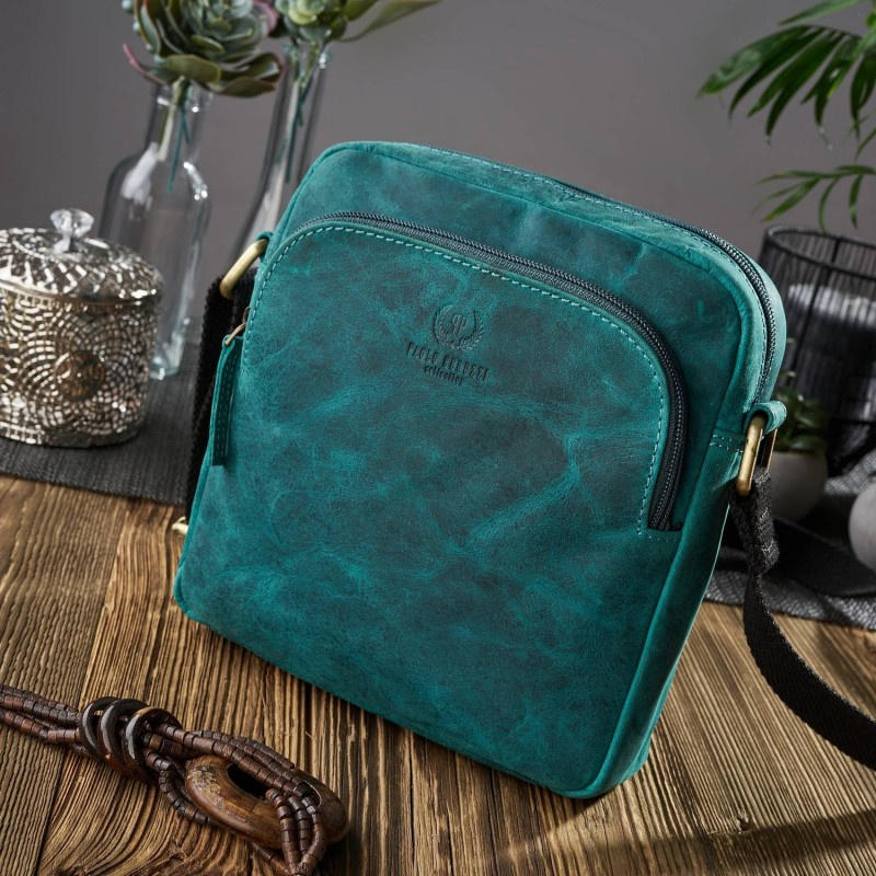 Kožená dámska vintage zelená crossbody kabelka Paolo Peruzzi "MARINA"