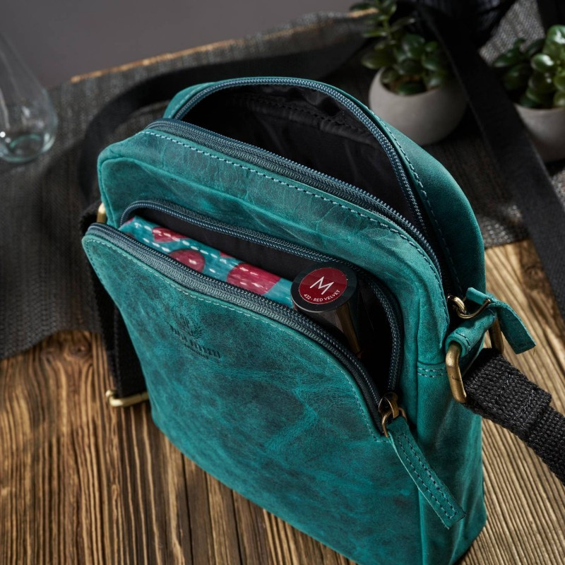 Kožená dámska vintage zelená crossbody kabelka Paolo Peruzzi "MARINA"