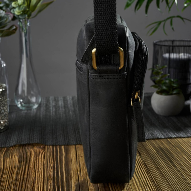 Kožená dámska čierna vintage crossbody kabelka Paolo Peruzzi "MARINA"