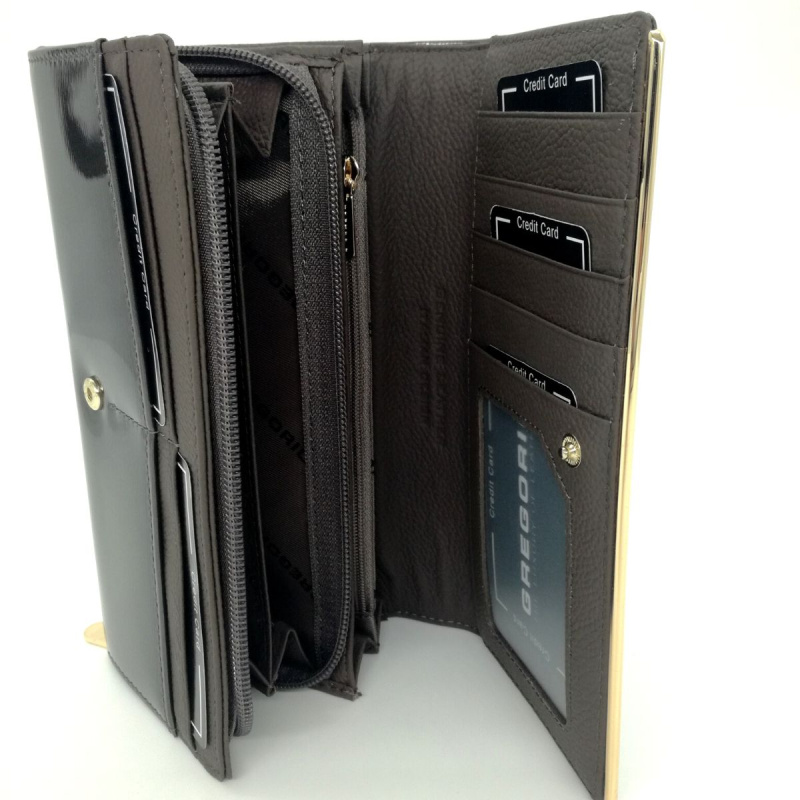 Šedá lesklá kožená peňaženka GREGORIO