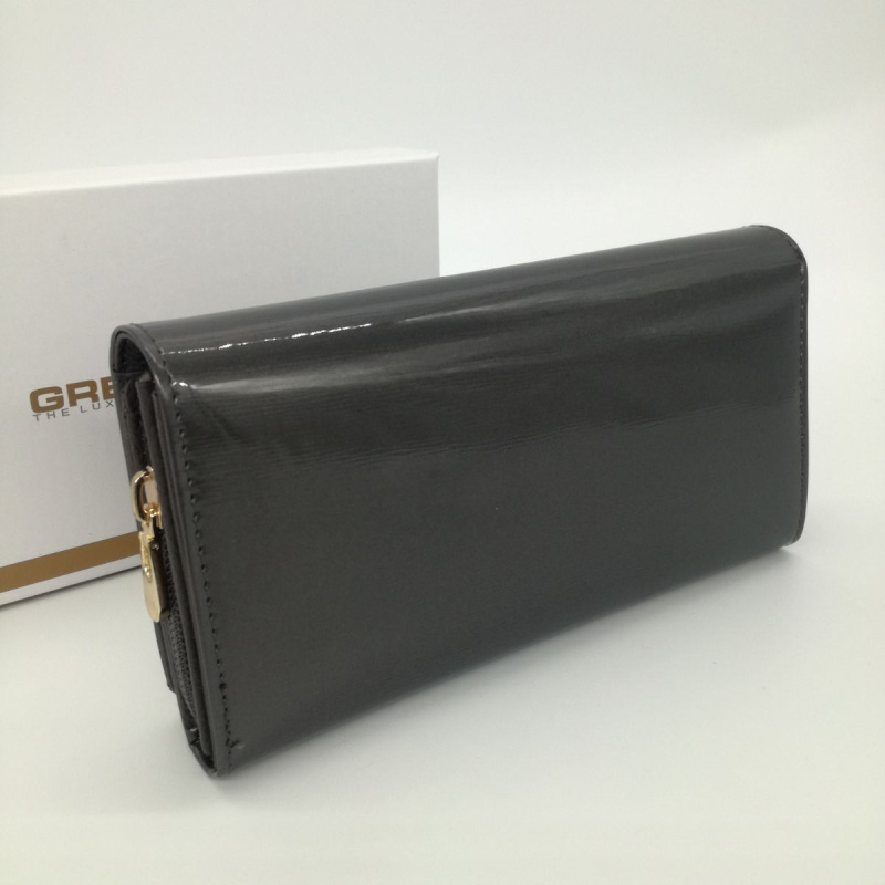 Šedá lesklá kožená peňaženka GREGORIO